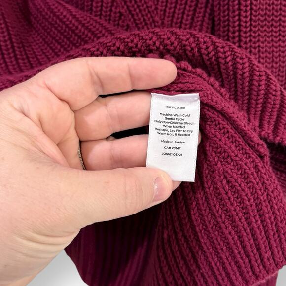 Talbots Women’s Raspberry Mock Neck Cotton Chunky Pullover Sweater Size Medium - Picture 5 of 9